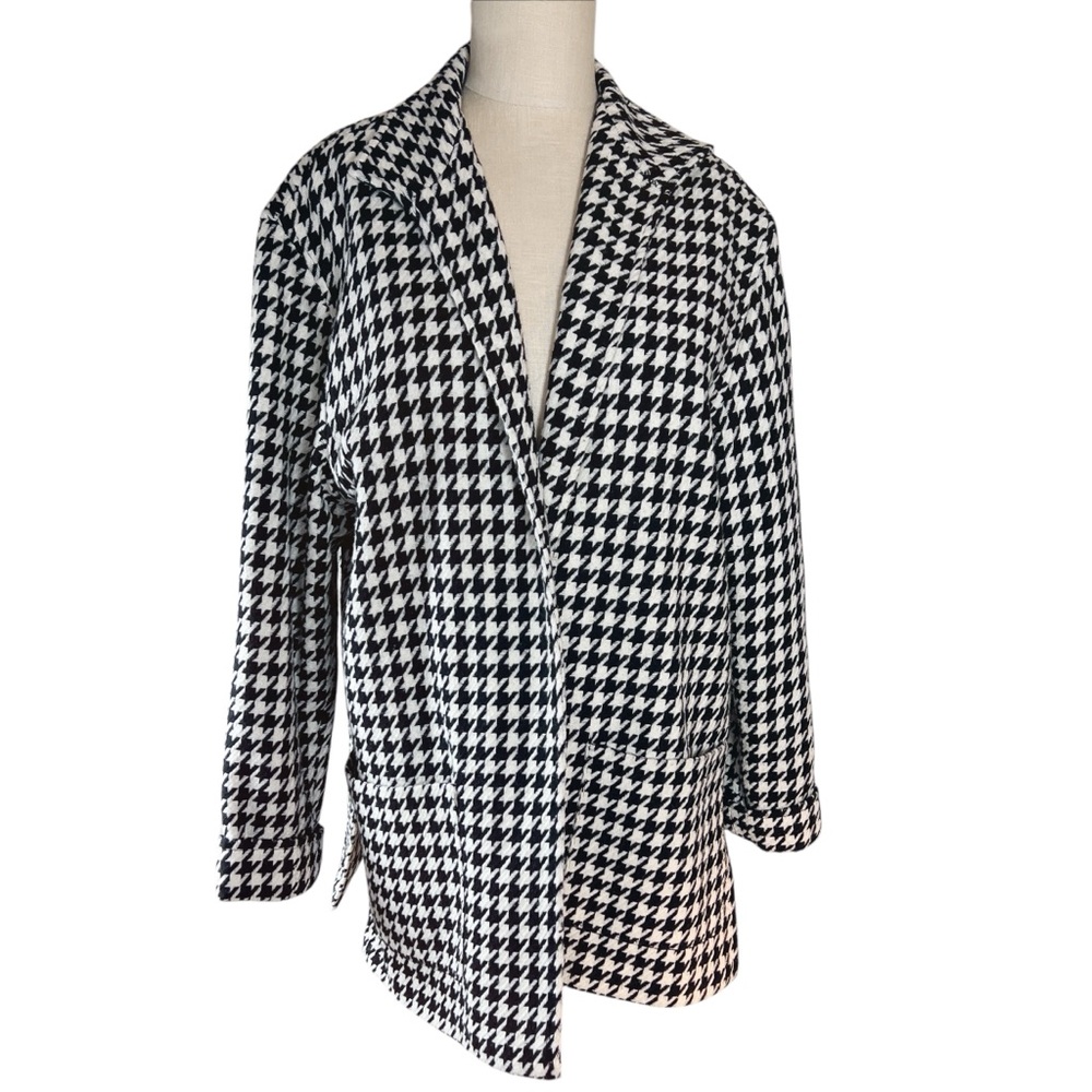 Jaclyn Smith Vintage Wool Blend Houndstooth Jacket Sz 14 Heritage Print Classic